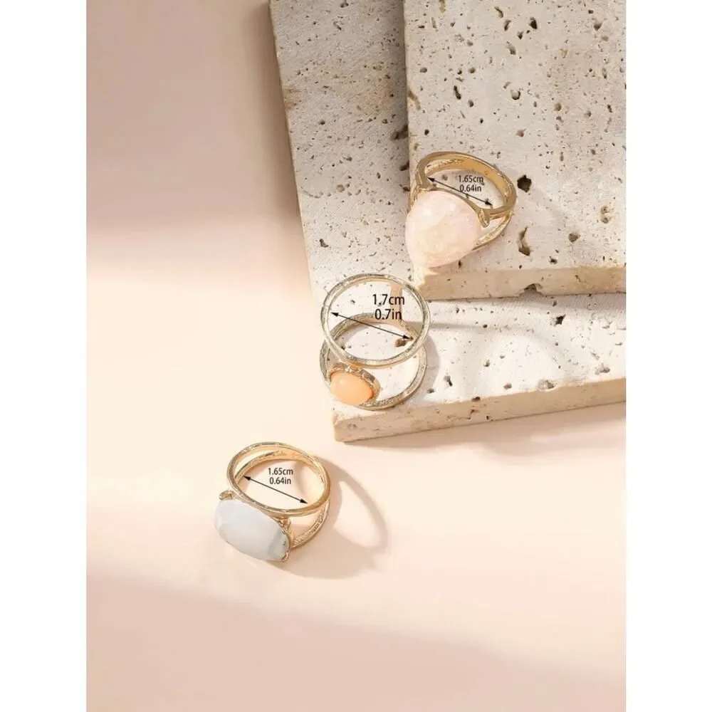 Elegant Geometric Ring Set for Women Trendy Fashion Jewelry Gift for Holidays